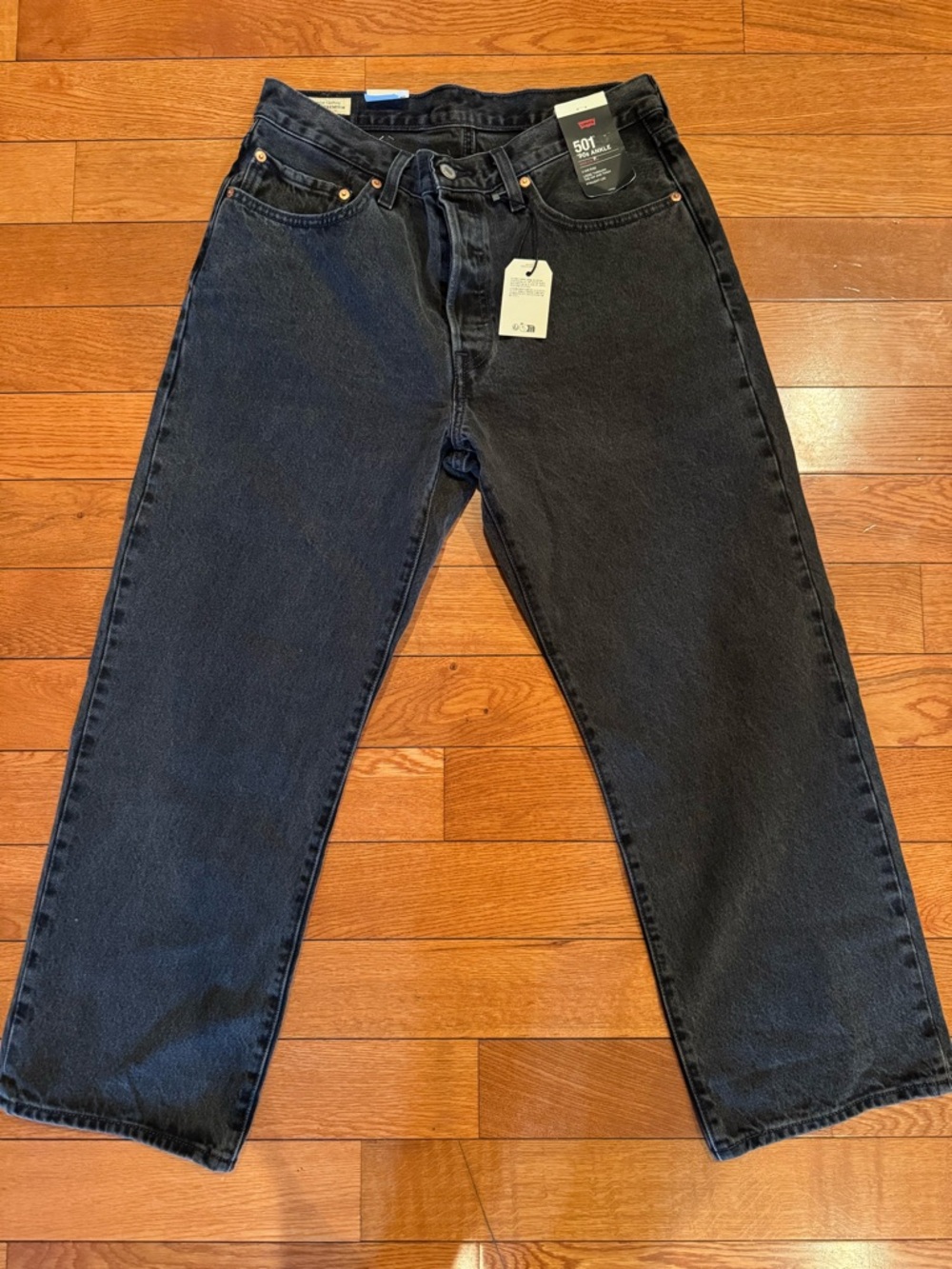 Levi’s 501 90s Ankle Jeans Women’s Black Denim 30x27 NWT - Picture 2 of 8